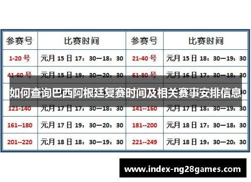 如何查询巴西阿根廷复赛时间及相关赛事安排信息